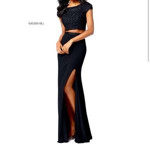 Beautiful Navy color Sherri Hill two pieces prom dress. Never worn or altered!